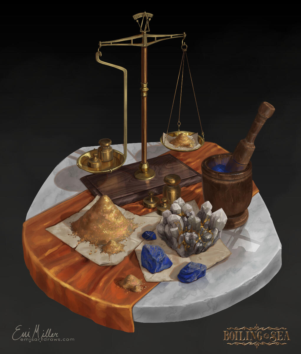 Personal art of an alchemist&#39;s workspace